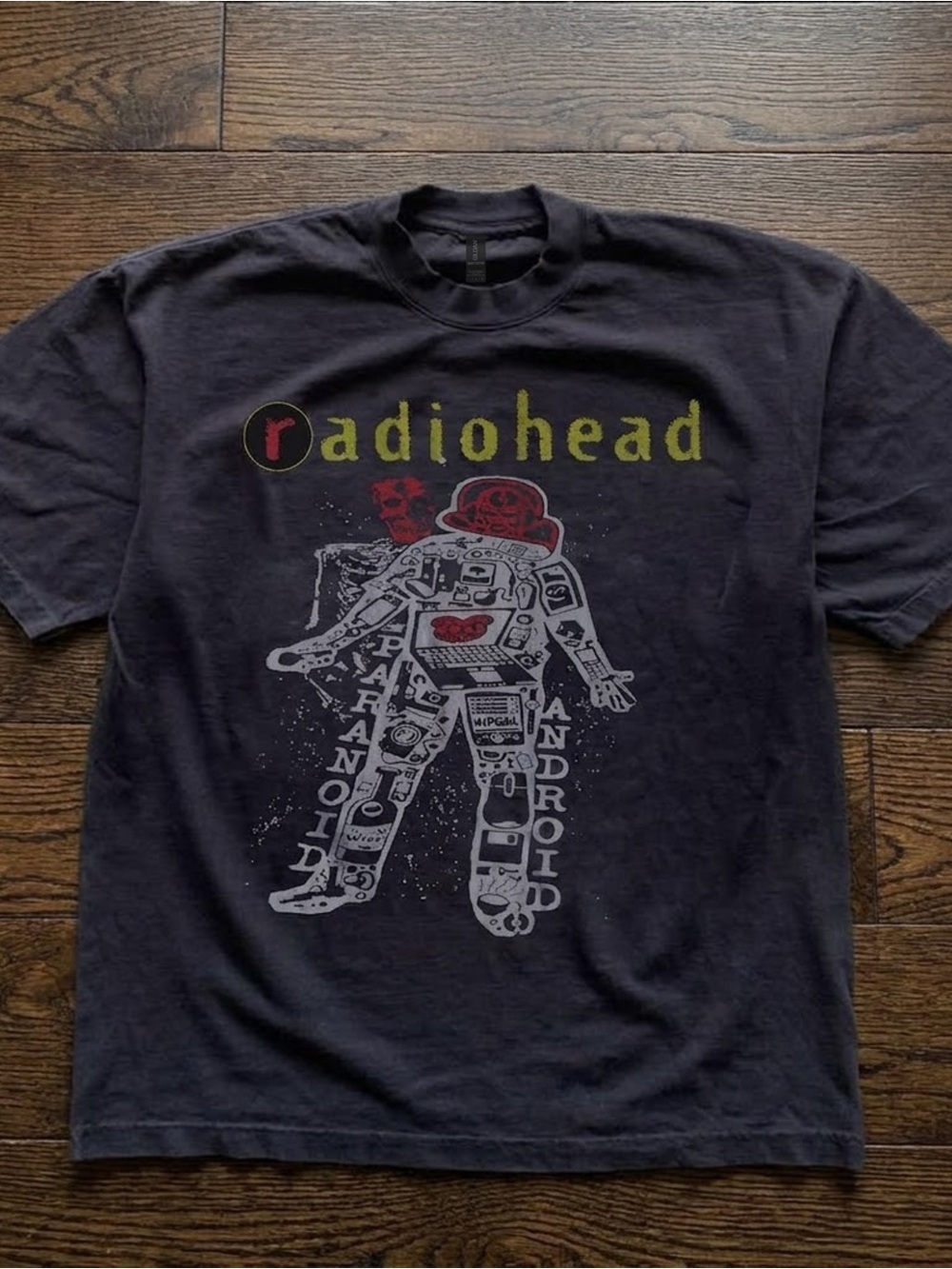 Gildan Radiohead Black Graphic Tee with Yellow Logo